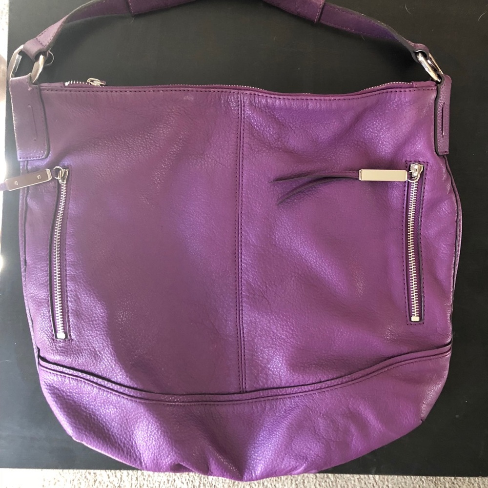 B Makowsky Purple leather handbag